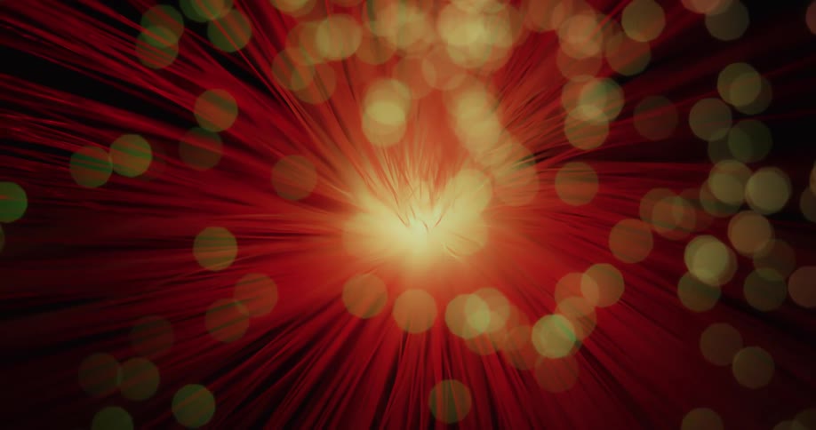 Red turning lines flare in the distance as purple and yellow orbs rotate and change colors as they glow