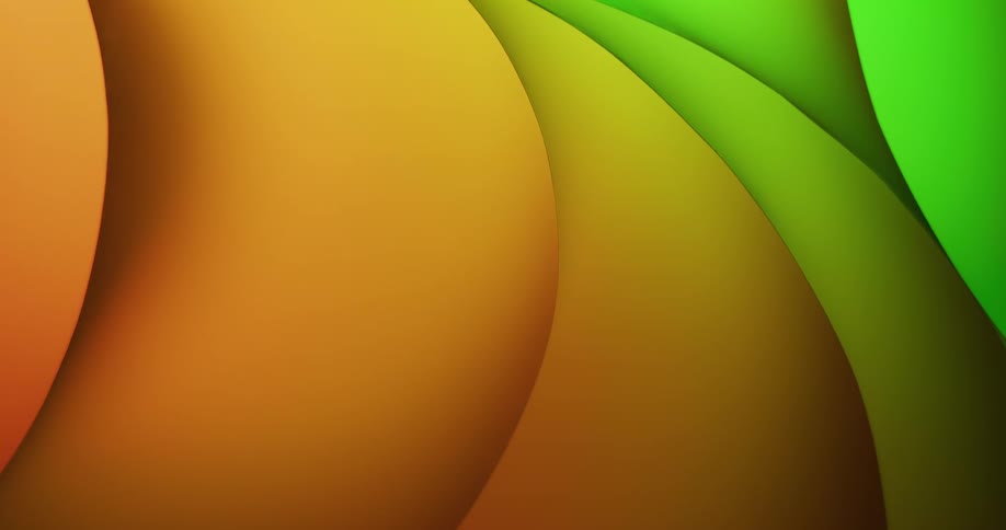 An orange and green abstract piece of art with lines casting shadows