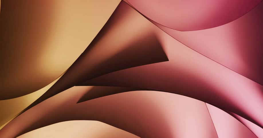 Colorful shifting changing pastel yellow and magenta lights illuminates curved shapes