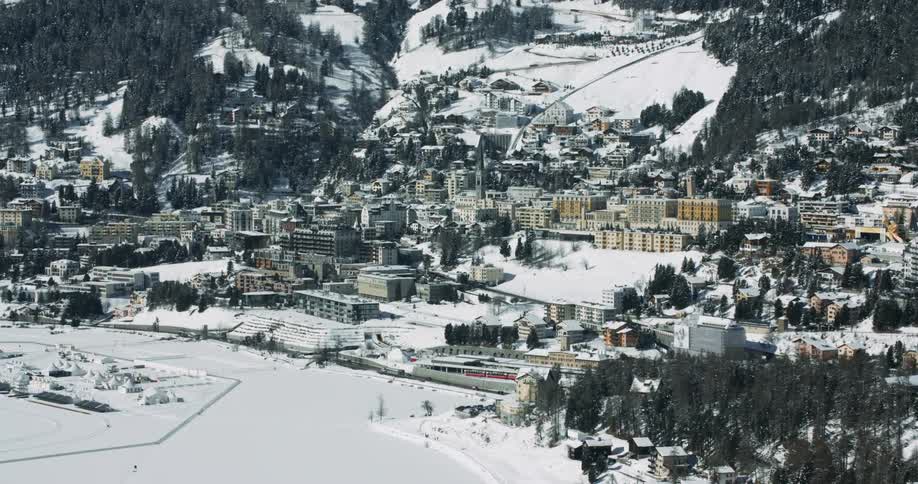 Aerial View of Winter Suburban City