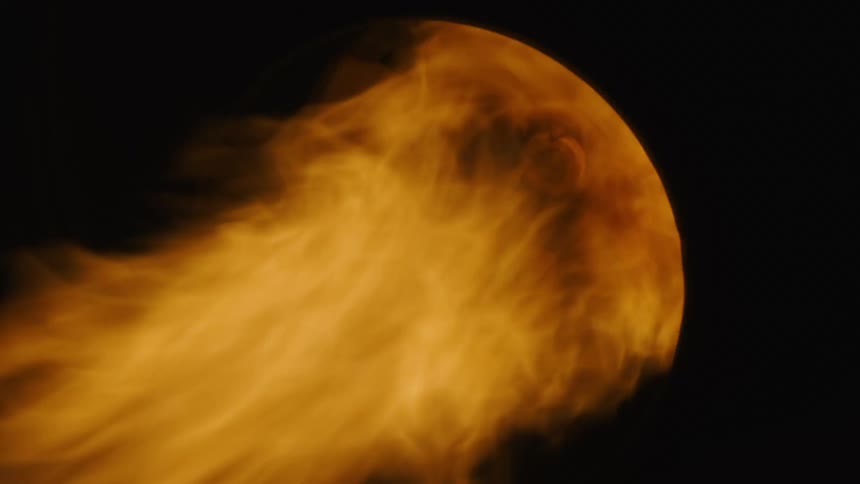 A bursting fire flame coming out of a circular frame
