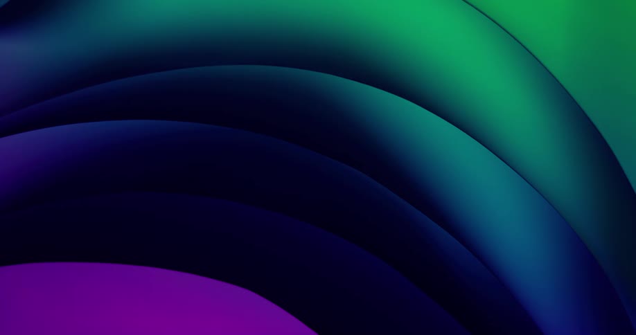 Colorful shifting changing pastel hues of light illuminates curved shapes