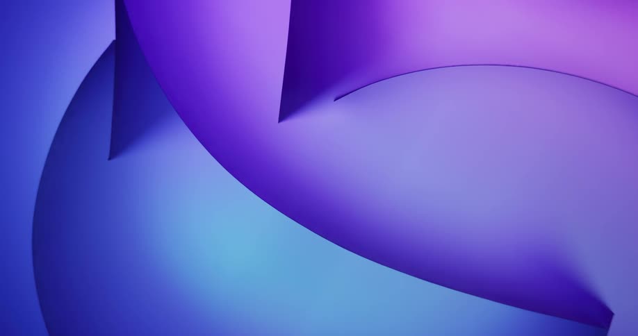 Light shines on blue and purple shapes as the shadows accentuate the curves