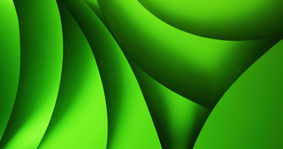 Curved shapes illuminated by soft pastel green lights