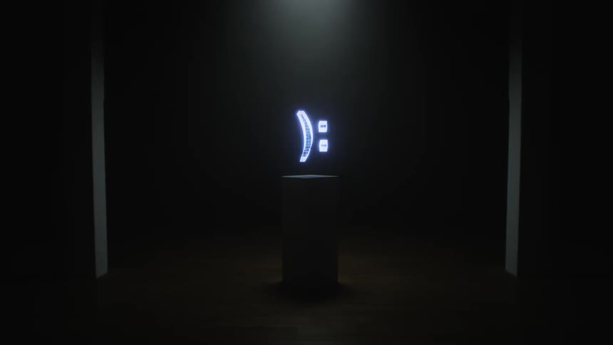 The hologram is spinning on display