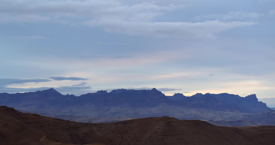 Landscape of mountain range at dusk