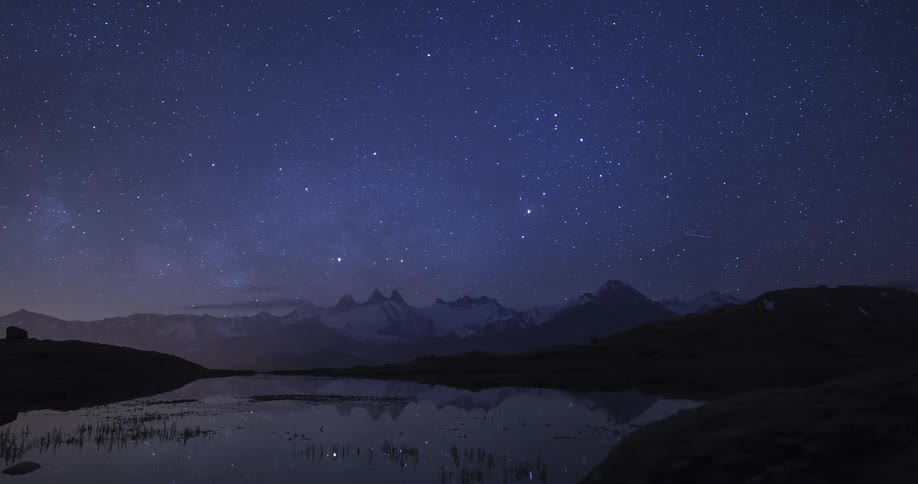 Time lapse view of a landscape during the night time