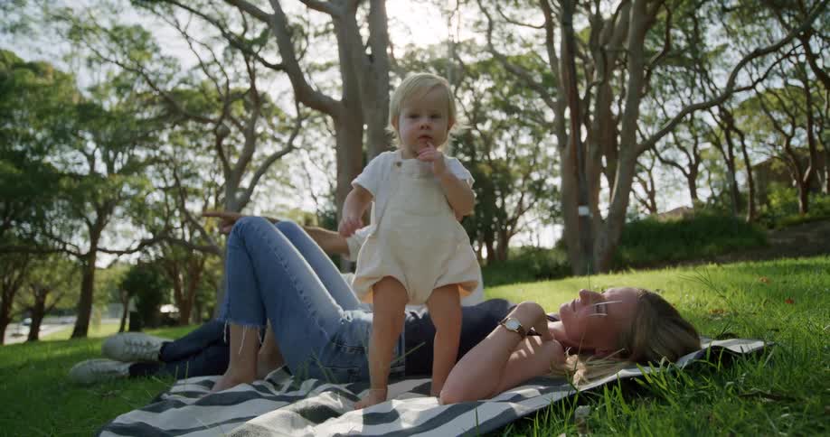 A mother and child spend time in the park