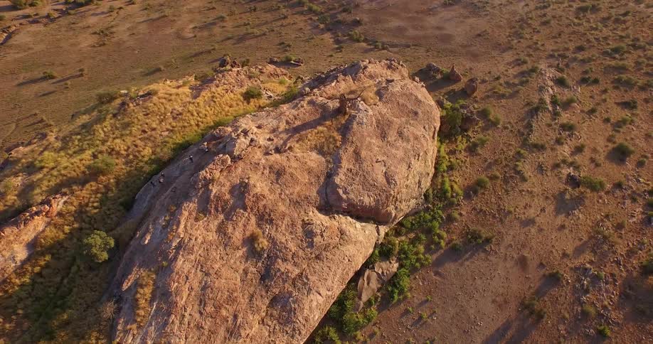 Aerial view of a desert at sunrise