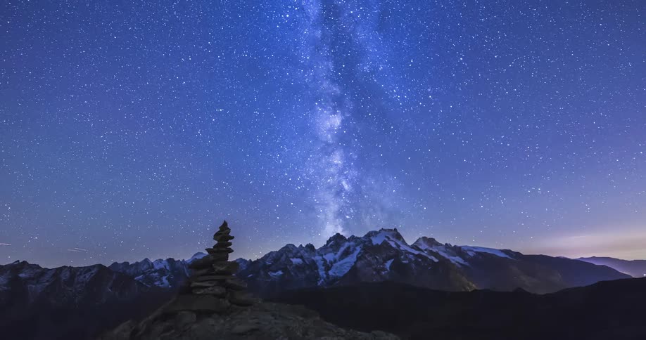 Time lapse view of a landscape during the night time