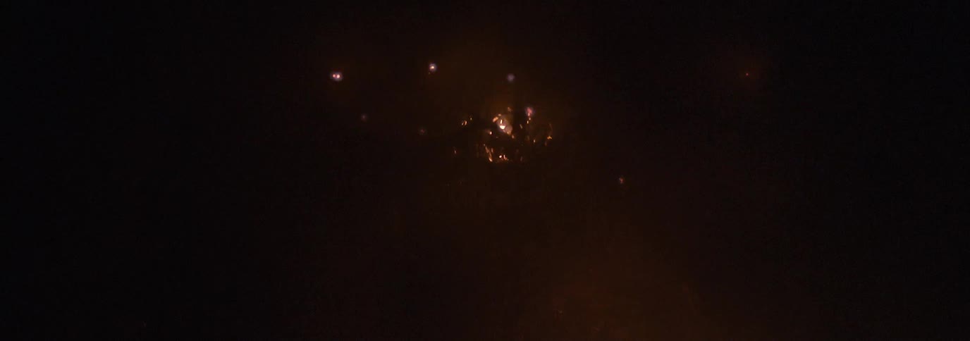 The campfire is giving off sparks
