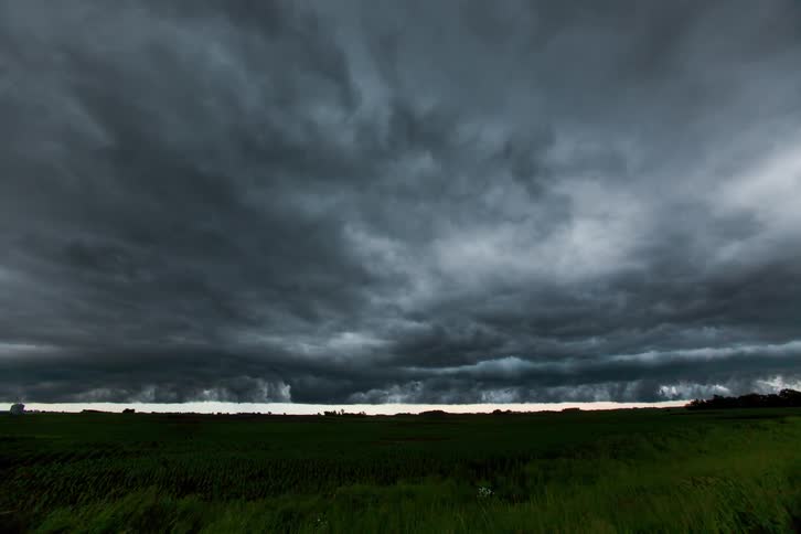 Dark storm clouds pass overhead