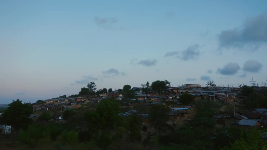 A view of a neighborhood on a hill