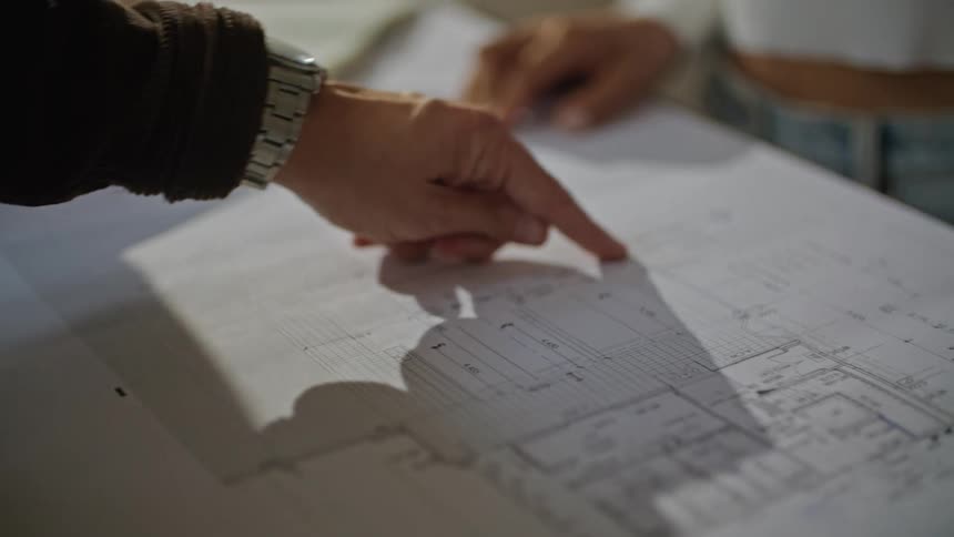 Women and man work on reports and plans