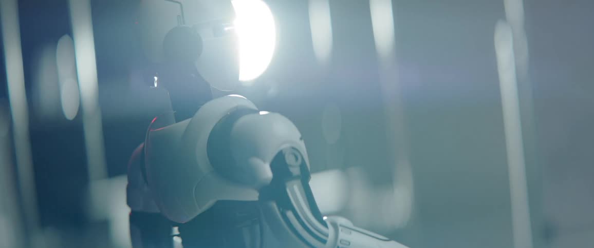 A robot turns in a circle