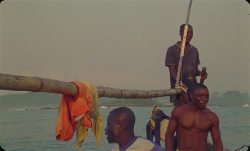 The view is of people on a boat around the water