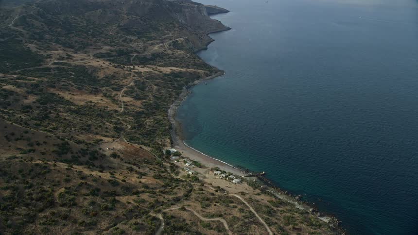 Approaching the hills on Santa Catalina Island in California during summer with an epic aerial shot