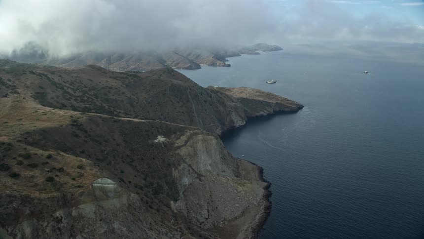 Approaching USC Wrigley Marine Science Center via coastal cliffs and shoreline on Santa Catalina Island in Southern California