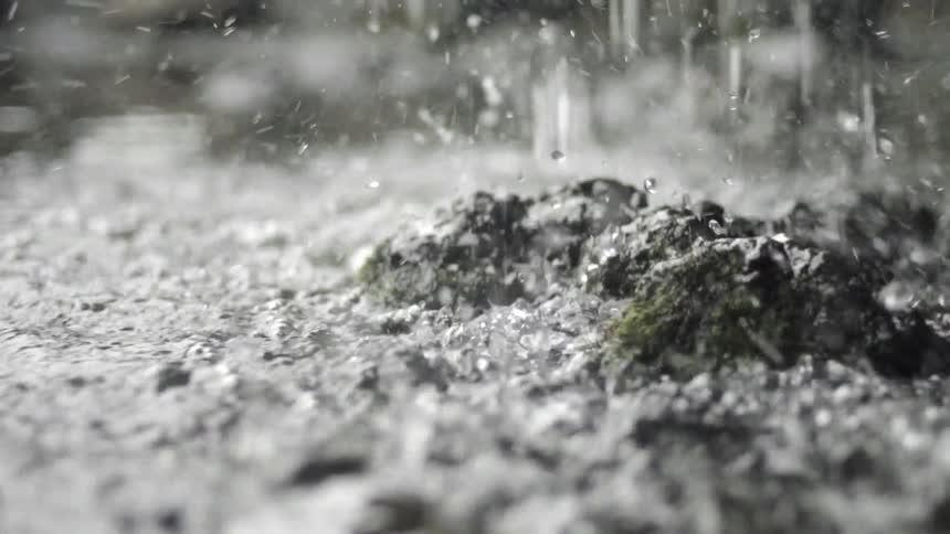 Rain is pouring over these rocks
