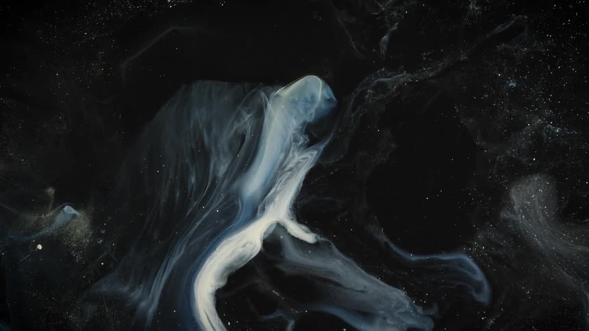 White fog rolling over a black abstract surface