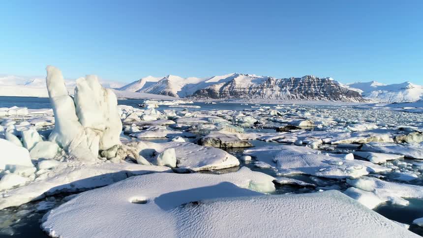 A shot of glaciers and mountains
