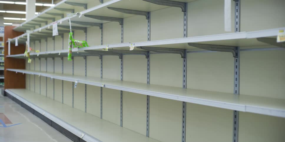 Empty supermarket shelves during coronavirus lockdown
