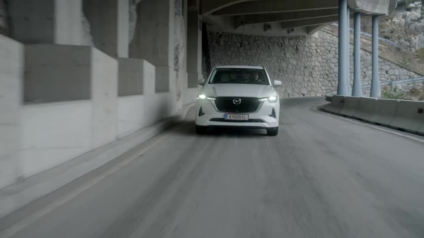 A car turns on the road