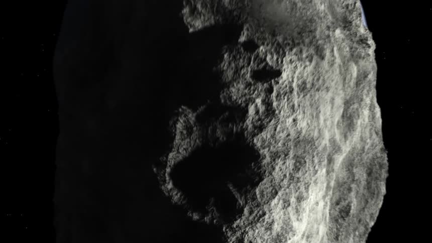 Moon in front of the earth from space with refraction grating filter or something distorting the moon