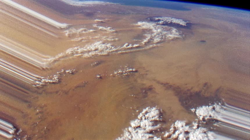 Earth viewed from space on a distorted screen