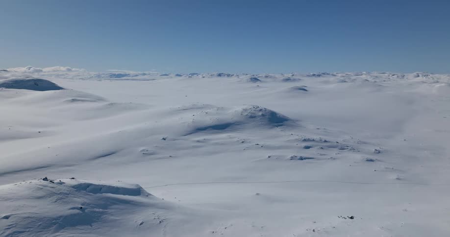 Aerial view of an arctic landscape in winter