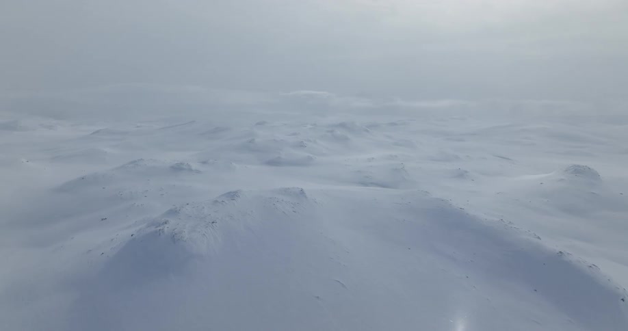 Aerial view of an arctic area covered in snow