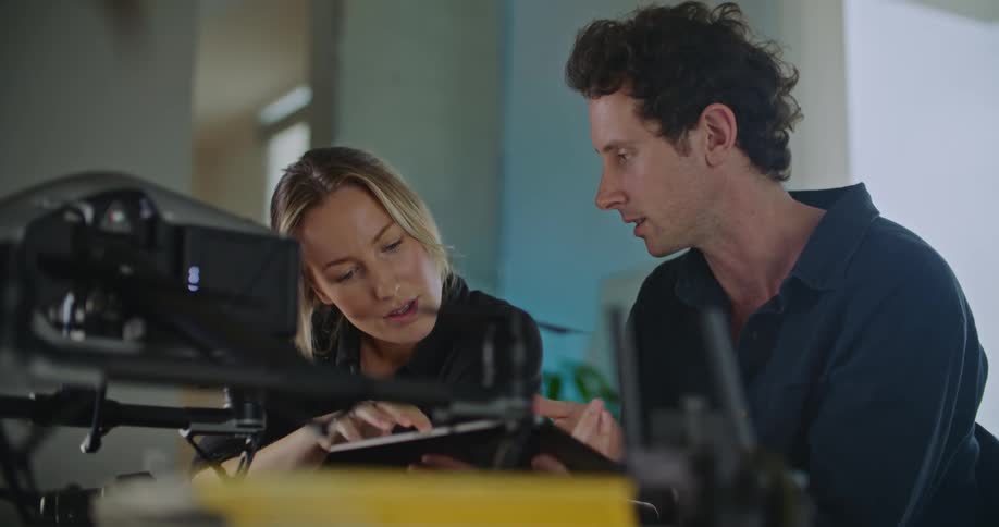 The view is of two people talking to each other