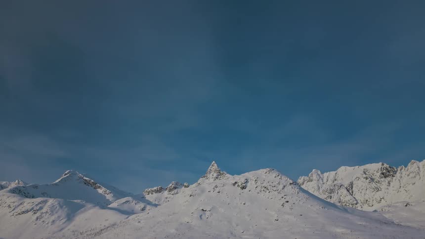 Aerial view of snow covered mountains