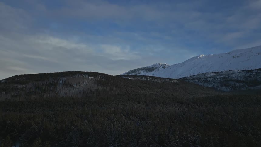 Aerial view of mountains during winter