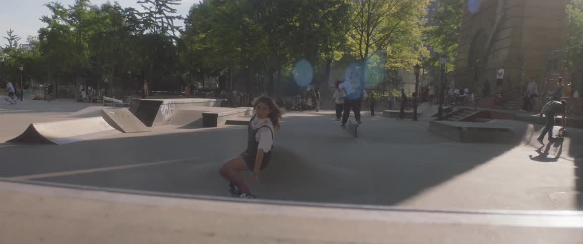 Woman Skateboarding In New York