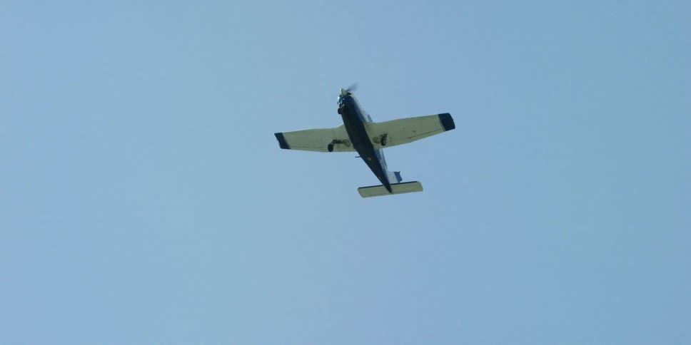 A plane is flying in a clear sky