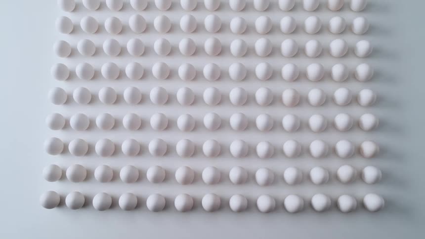 Eggs are displayed on an indoor table