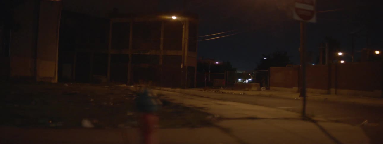 A city street at night