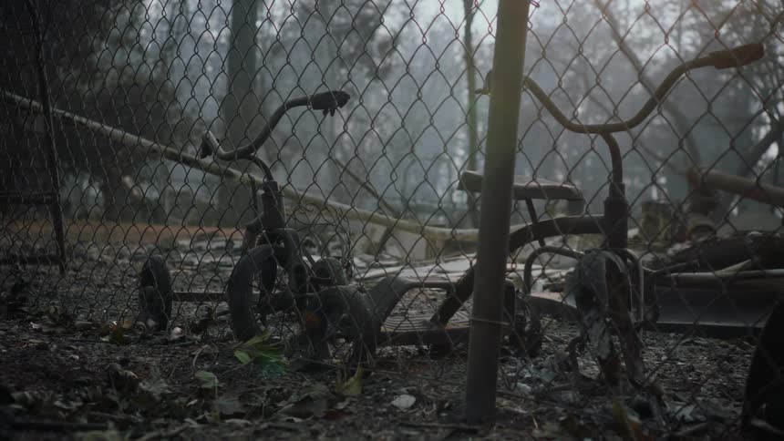 The forest and bicycles are all burned