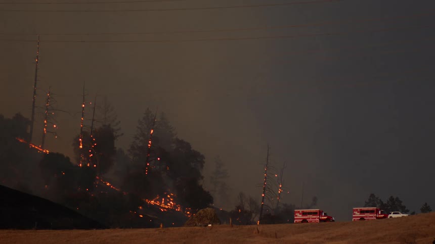 The forest is on fire by the hill