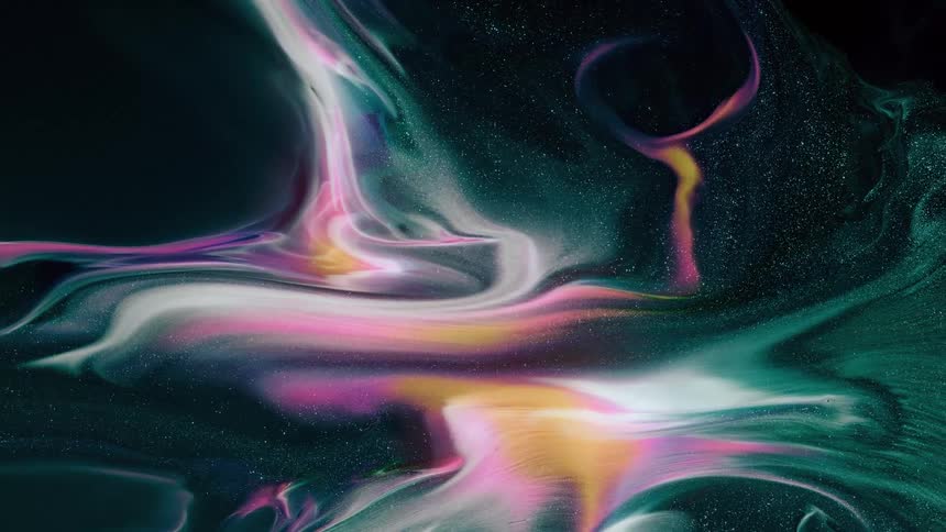 Abstract and colorful cloud on the night sky moves across the screen