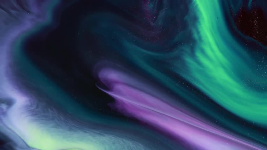 Several vivid colors swirl and mix together in this abstract scene