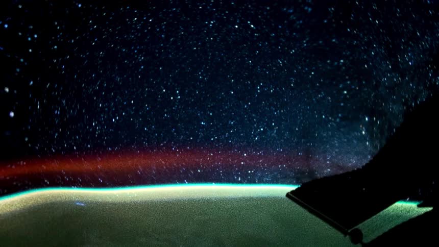 The view is of the outer space at night time