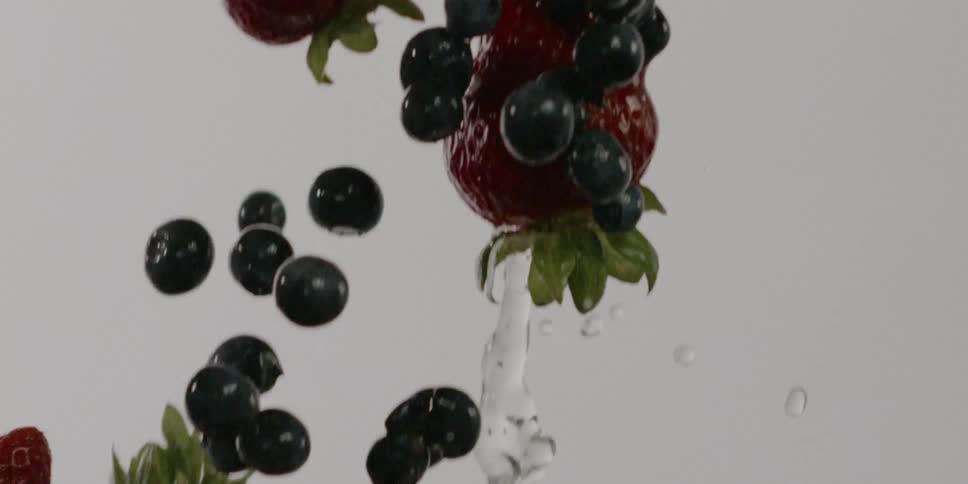 Berries and water fall down