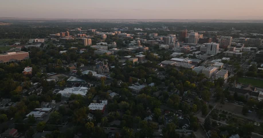 Town sprawls to red tinted horizon