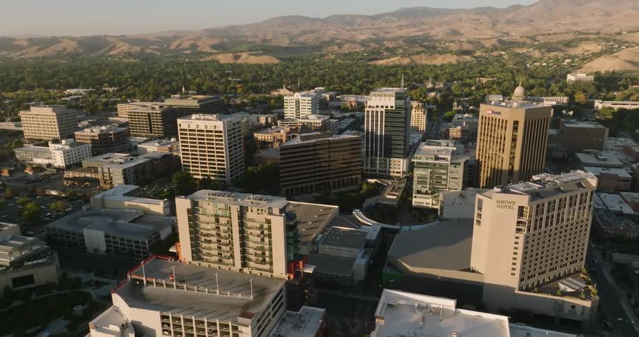 Aerial view of downtown area in the city