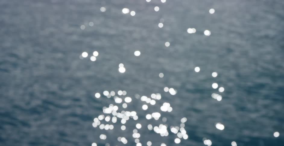 Blurry view of sunlight reflecting on water