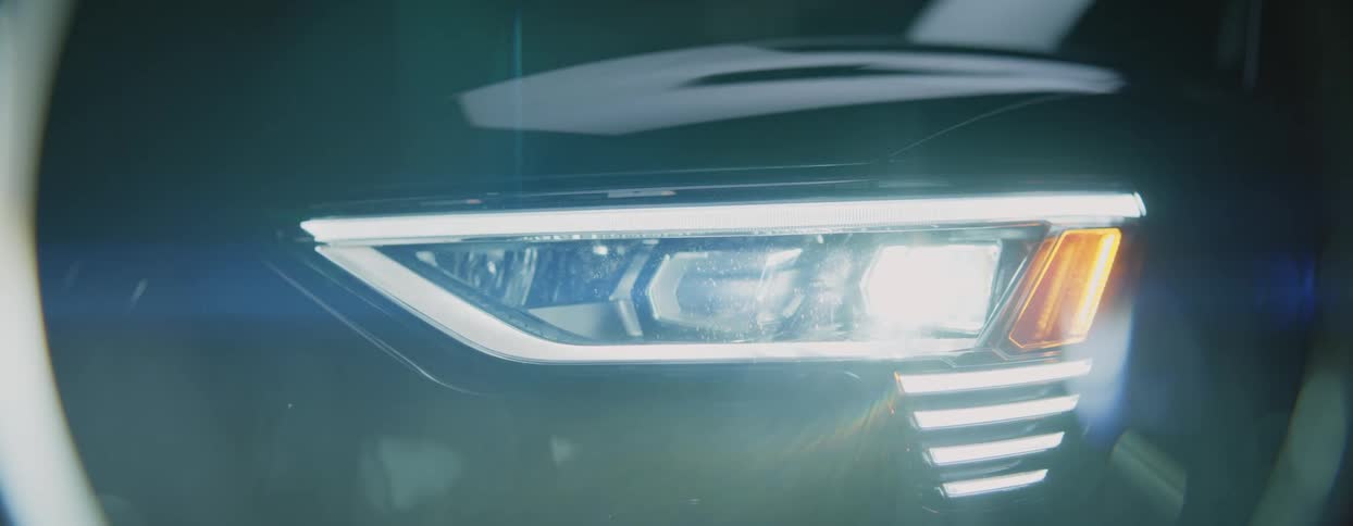 The car headlight goes on