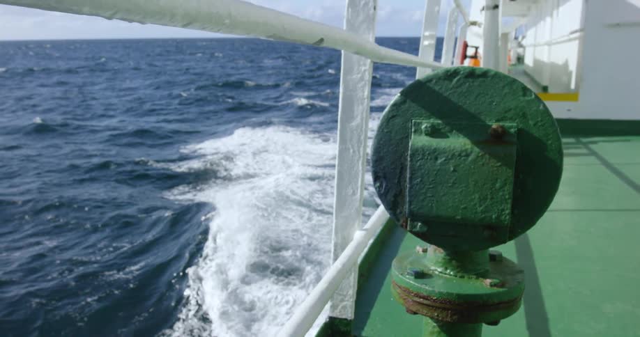 A large boat is sailing in the water