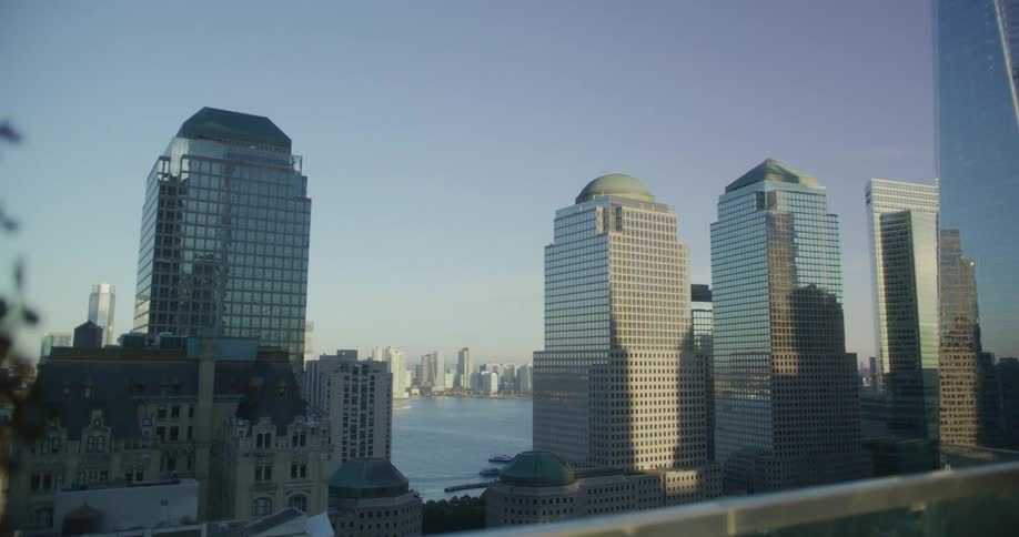 Tall buildings are by the water
